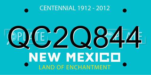 QC2Q844 New Mexico License Plate