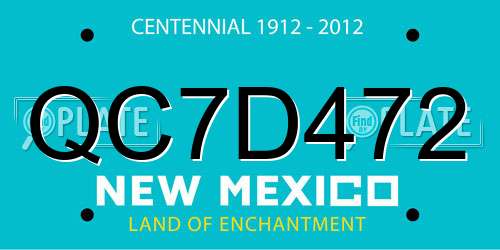 QC7D472 New Mexico License Plate