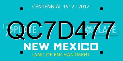 QC7D477 New Mexico License Plate