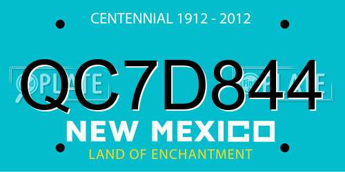 QC7D844 New Mexico License Plate