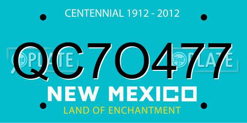 QC7O477 New Mexico License Plate