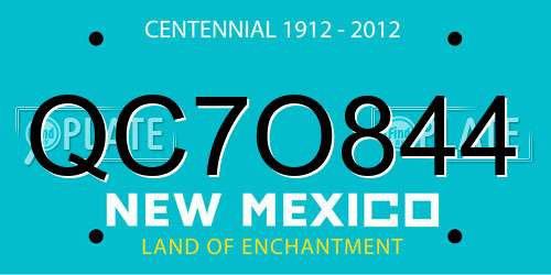 QC7O844 New Mexico License Plate
