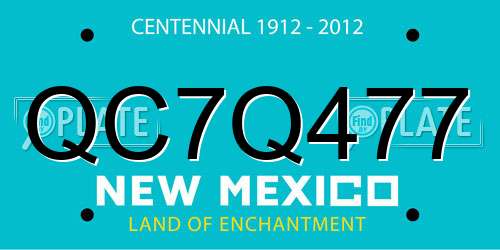 QC7Q477 New Mexico License Plate
