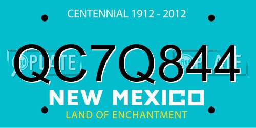 QC7Q844 New Mexico License Plate