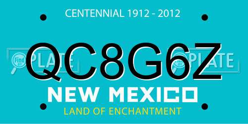 QC8G6Z New Mexico License Plate