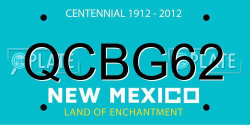 QCBG62 New Mexico License Plate
