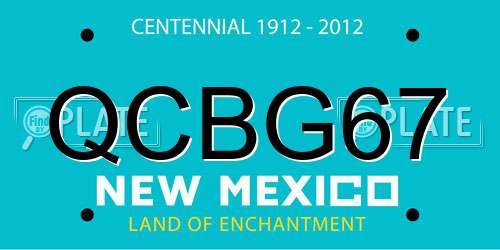 QCBG67 New Mexico License Plate
