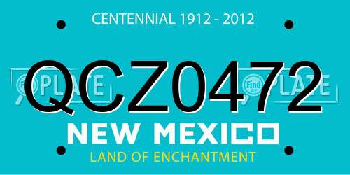 QCZ0472 New Mexico License Plate