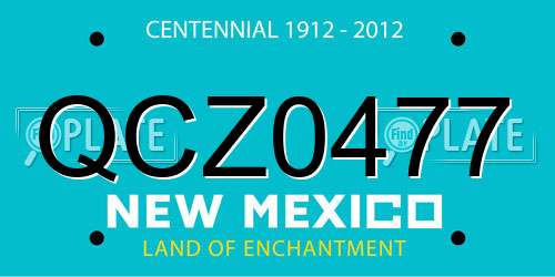 QCZ0477 New Mexico License Plate