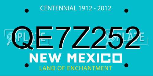 QE7Z252 New Mexico License Plate