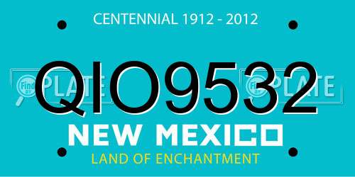 QIO9532 New Mexico License Plate
