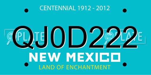 QJ0D222 New Mexico License Plate