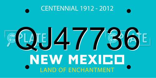 QJ47736 New Mexico License Plate