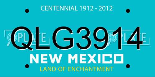 QLG3914 New Mexico License Plate