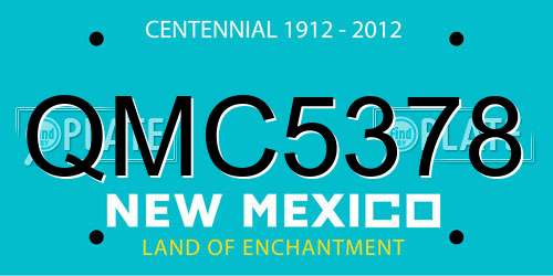 QMC5378 New Mexico License Plate