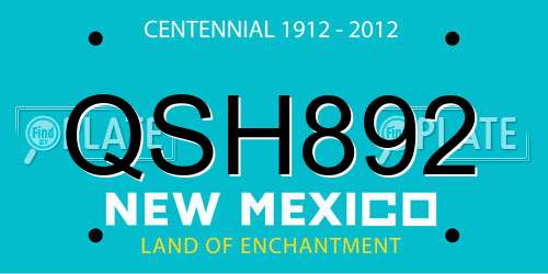 QSH892 New Mexico License Plate