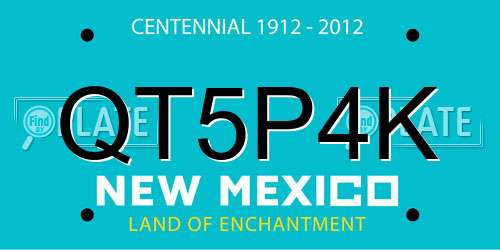 QT5P4K New Mexico License Plate