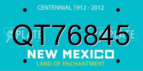 QT76845 New Mexico License Plate