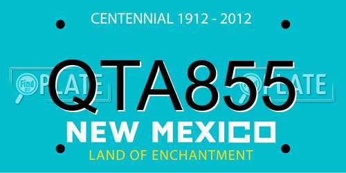 QTA855 New Mexico License Plate