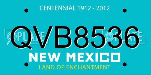 QVB8536 New Mexico License Plate