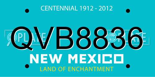QVB8836 New Mexico License Plate