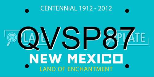 QVSP87 New Mexico License Plate