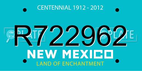 R722962 New Mexico License Plate