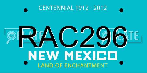 RAC296 New Mexico License Plate