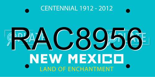 RAC8956 New Mexico License Plate