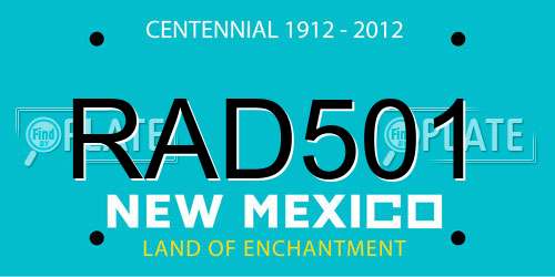 RAD501 New Mexico License Plate