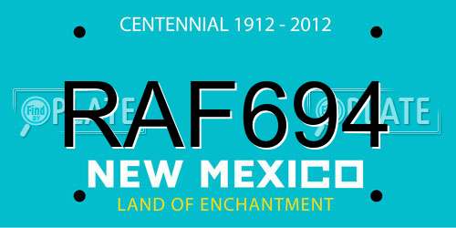 RAF694 New Mexico License Plate