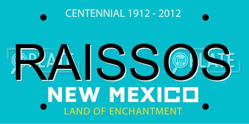 RAISSOS New Mexico License Plate