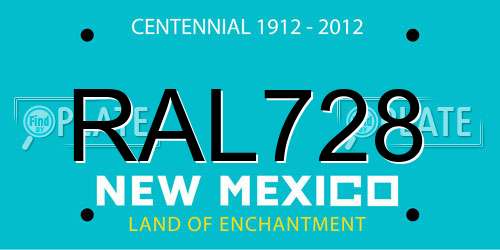 RAL728 New Mexico License Plate
