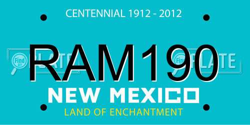 RAM190 New Mexico License Plate