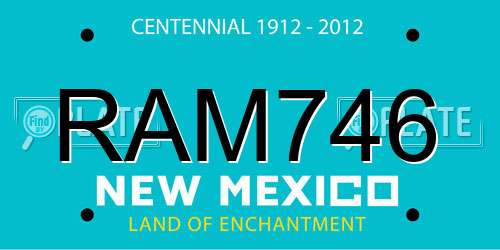 RAM746 New Mexico License Plate