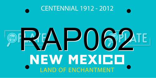 RAP062 New Mexico License Plate