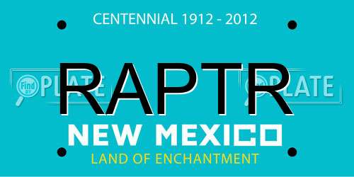 RAPTR New Mexico License Plate