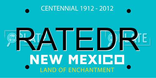 RATEDR New Mexico License Plate