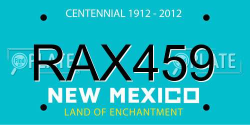 RAX459 New Mexico License Plate