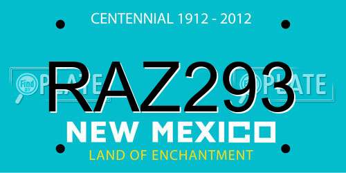 RAZ293 New Mexico License Plate