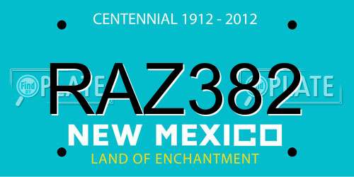 RAZ382 New Mexico License Plate