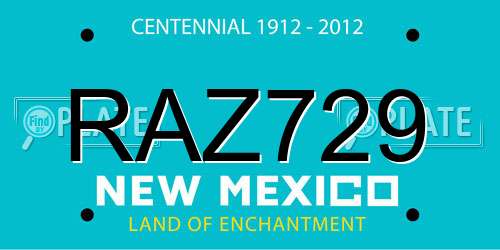 RAZ729 New Mexico License Plate