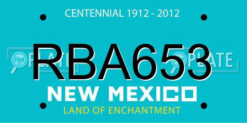 RBA653 New Mexico License Plate