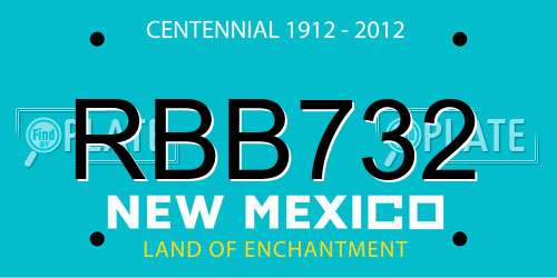 RBB732 New Mexico License Plate