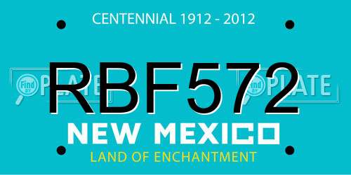 RBF572 New Mexico License Plate