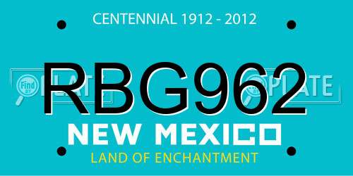 RBG962 New Mexico License Plate