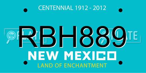 RBH889 New Mexico License Plate