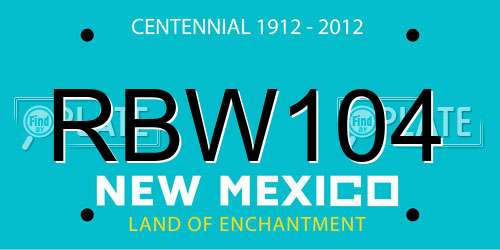 RBW104 New Mexico License Plate