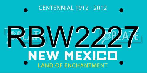 RBW2227 New Mexico License Plate