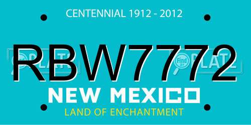 RBW7772 New Mexico License Plate